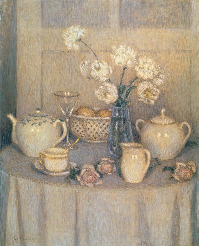 The White Table by Henri Eugene Augustin Le Sidaner